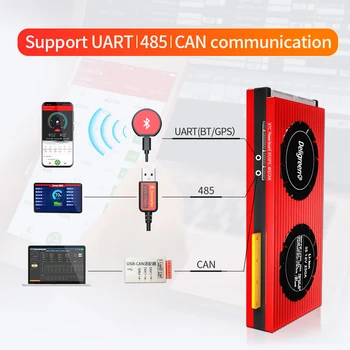 Deligreencs Smart BMS 15S 48V 150A 200A 250A lifepo4 Aukštos Srovės Bluetooth 485, Kad USB prietaisas GALI NTC UART