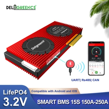 Deligreencs Smart BMS 15S 48V 150A 200A 250A lifepo4 Aukštos Srovės Bluetooth 485, Kad USB prietaisas GALI NTC UART