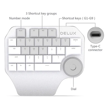Delux T11 Laidinio Dizaineris Intelektualiojo Rinkimo Viena Ranka Klaviatūra + M618 Mini 