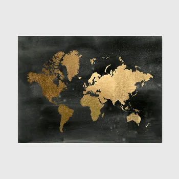 DeMissir 2019 Šiuolaikinės Juoda Aukso Pasaulio Žemėlapis Atspausdintas kiliminė danga, Kilimėliai, Miegamojo Kambarį 10 Rūšių Dydžiai S M L XL XXL Tinkinti