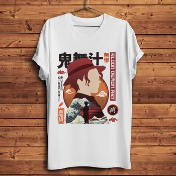 Demon Slayer Kibutsuji Muzan juokingas anime marškinėliai homme balta atsitiktinis marškinėlius vyrų unisex manga streetwear tee