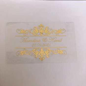 Derliaus Kaimiškas vestuves papuošalai, Aukso Damask Vestuvių Naudai stačiakampio formos Lipdukas, Suvenyrai, etiketes, kvietimus, apgaubti antspaudas