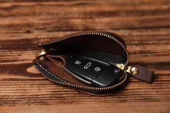 Derliaus natūralios Odos Automobilio raktų pakabukas Vyrų Odos Pagrindiniai piniginės Keychain vyrų šeimininkė, moterų Automobilio raktas atveju Maišelis raktas organizatorius