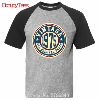 Derliaus Pagamintas 1975 m., Originalios Dalys, marškinėliai vyrams Retro Gimė 1975 m. T-shirt vyrų, Tėvo diena, 45 metų Gimtadienio Dovana Tee marškinėliai