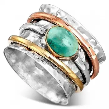 Derliaus Turquoises Plokštės Tricolor Unisex Žiedai, Vestuvių Žiedas Prom Partijos Priedai