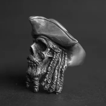 Derliaus žiedas karibų jūros piratai captain skull goth punk lokomotyvų vyrų hip-hop, rock, juvelyriniai dirbiniai didmeninė
