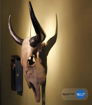 Derva Karvės galva sienų dekoras amatų Karvės kaukolė, Imituojant gyvūnų sienų apdailai namų dekoro priedai statula baras buliaus skulptūra