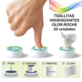 Desinfectantes toallitas STUMTI ŠVARUS OLOR ROCHE (kvepalai) 50und.naturales .Fáciles de usar .Dermatológicamente testadas