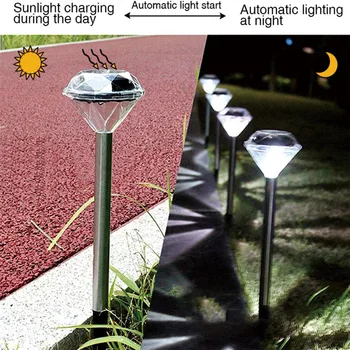 Diamond Kuolo LED Saulės Nakties Šviesos Nerūdijančio Plieno Šviesos Lauko Vejos Saulės energija Varomas LED Saulės Žibintas Žibintai Sodo Dekoro