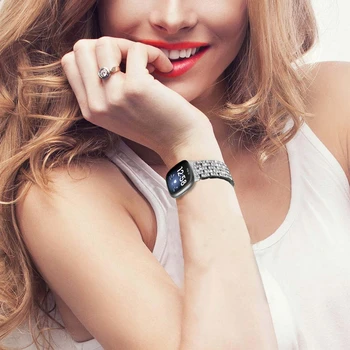 Diamond Staineless plieno Watchband už Fitbit Versa 3 Metalo Apyrankė juosta prabangus Bling Moterų Riešo Dirželis Fitbit Prasme