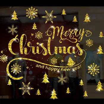 Didelio Dydžio Aukso Lango Lipdukas Linksmų Kalėdų Sienų Lipdukai Skaidrus Santa Claus Laimingų Naujųjų Metų Dekoracija Kambarį Namuose