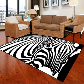 Didelio Dydžio Zebras Dryžuotas Spausdinti Kilimai Gyvenimo Kambario, Miegamasis Plotas Pledai Namų Dekoro Minkštas Kilimas, Kavos Staliukas Neleidžiančioms Slysti Grindų Kilimėliai