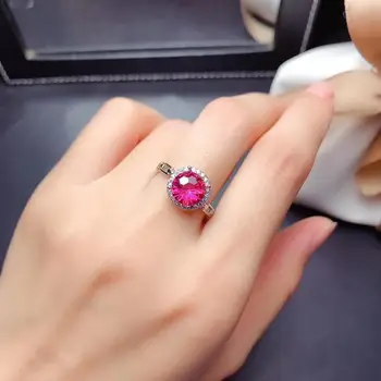 Didelio grynumo natūralus raudonasis topazas žiedas nekilnojamojo 925 sidabro valentino žiedas geros spalvos jubiliejų dovana pora žiedas data meilę prisipažinti