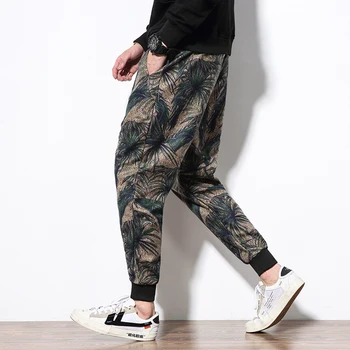 Didelis metrų vyrų drabužiai Rudenį naują atsitiktinis spausdinti devynių taškų kelnės, vyriški prarasti Korėja versija tendencija, plonas stiliaus išsipūtęs vyriški