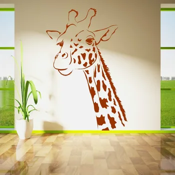 Didelis Žirafa Galvos Sienų Lipduko vaikų Darželio, Vaikų Kambarys Afrikos ilgas Kaklas priekinių kojų Gyvūnų Sienos Lipdukas Parkas Miegamojo Kambarį Vinilo