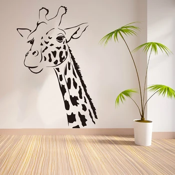 Didelis Žirafa Galvos Sienų Lipduko vaikų Darželio, Vaikų Kambarys Afrikos ilgas Kaklas priekinių kojų Gyvūnų Sienos Lipdukas Parkas Miegamojo Kambarį Vinilo