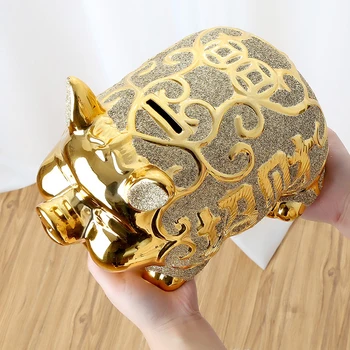 Didelių Kiaulių Piggy Bank Deposit Box Saugiai Paslėptas Kūrybinės Keramikos Piggy Bank Dovana Pinigų Taupymo Hucha Infantil Kiaulių Monetos Banko M5B008