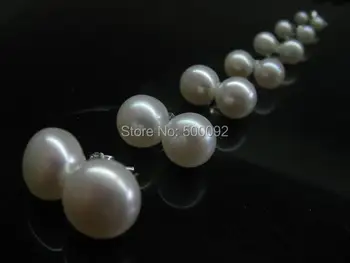 Didmeninė 4mm 5mm, 6mm 7mm 8mm 9mm 10mm nekilnojamojo gėlavandenių perlų auskarai smeigės s925