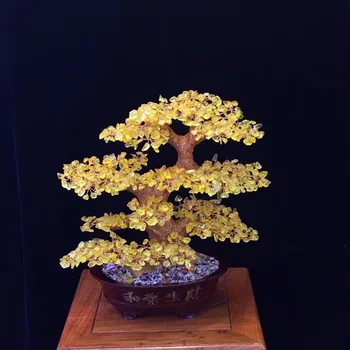 Didmeninė Akmuo ametistas Gydomųjų Medžių geltona kristalų medžio apdaila