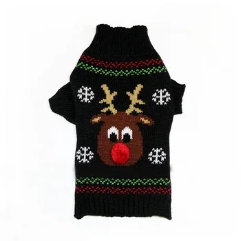 Didmeninė Kalėdų pet drabužiai raudonos nosies elnias pet megztinis mažų vidutinių ir didelių šunų megztinis