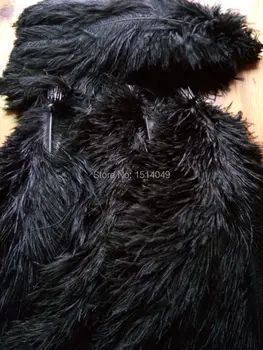 Didmeninė Kokybės 50pcs puikus Baudų Vyrų juoda natūralių stručio plunksnų 12-14inch/30-35cm dekoratyvinis 