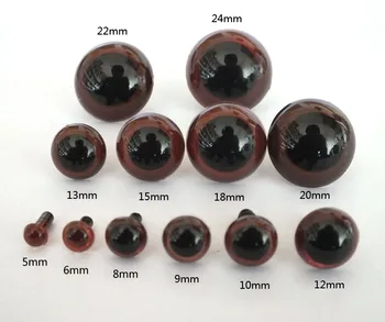 Didmeninė prekyba(100vnt/lot), 5-20mm Rudos spalvos Plastiko saugos-akis žaislų Spalvotų pliušinis gyvūnų akių