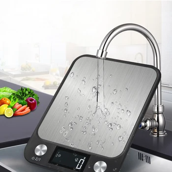 Digital Multi-funkcija Maisto Virtuvė Masto 5kg/1g Nerūdijančio Plieno Elektroninės svarstyklės, yra LCD Ekranas skaitmeninė skalė Namų juoda