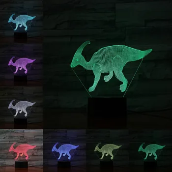 Dinozaurai 3D Iliuzija Lempos Vaikų Berniukas Žaislas Miegamasis, Šalia Nakties Šviesos Kūrybinis Prisilietimas Nuotolinio Valdymo Gyvūnų Atmosfera Žibintuvėlis