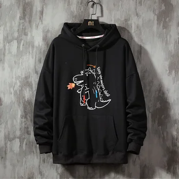 Dinozaurai hoodies Vyrų Hip-Hop gobtuvu Palaidinės Mens Japonijos Streetwear Vyrų korėjos Juokinga Juodos spalvos Drabužius, Plius Dydis