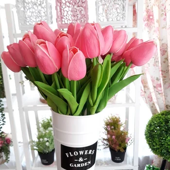 Dirbtinis tulip Gėlių Nekilnojamojo Touch Dirbtinių Puokščių Netikrą Gėlių Namuose Garen Lauko Šalies Apdaila RoomDecoration Patalpų