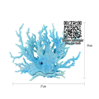 Dirbtinės Plastikinės Koralų Eglutės papuošimai Akvariumas, Mėlyna 14x17cm Koralinis Rifas Augalų akvariumo waterscape augalai apdaila