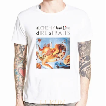 Dire Straits, T-marškinėliai Balti Plakato spauda O-kaklo Mados Atsitiktinis Visi Dydžiai XS-5XL Hip-Hop Trumpas Reguliariai Broadcloth Aukštos Kokybės