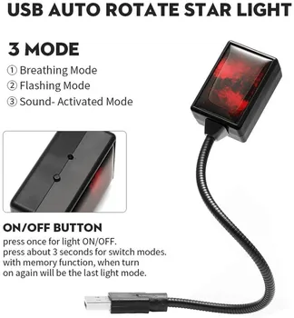 Disco Žvaigždžių Šviesos Projektorius Šalies Žibintai USB LED apšvietimas, Interjero Apšvietimas, LED Interjero Automobilių Žibintai Žvaigždėtas Dangus Galaxy Naktį Žibintai