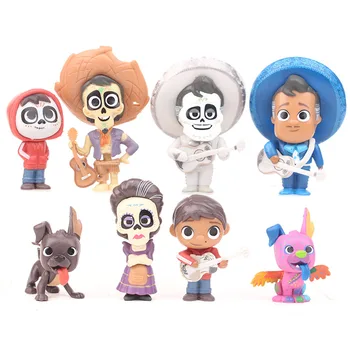 Disney 8pcs/set Kokosų Duomenys Anime Statulėlės Žaislas Miguel PVC Veiksmų Skaičius, Modelis Mini Dekoro kolekcionuojami daiktai, Žaislai Vaikams