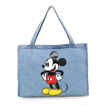 Disney Mickey Mouse Animacinių filmų Didelės Talpos Shopper kaubojus Pečių maišą lady rankinė moterims apsipirkti Laisvalaikio krepšys Mados gatvė