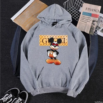 Disney mickey mouse moterų drabužių hoodies moterų 2020 m. negabaritinių Mickey spausdinti plius vilnos gobtuvu megztinis viršuje moterų Medvilnės