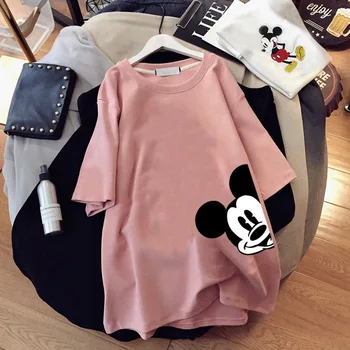 Disney Mickey Mouse Moterų marškinėliai Topai trumpomis Rankovėmis Vasarą 