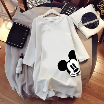 Disney Mickey Mouse Moterų marškinėliai Topai trumpomis Rankovėmis Vasarą 