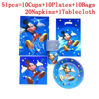 Disney Mickey Mouse Temą Vienkartiniai Gimtadienio Dekoracijas Vaikai, Mergaitė, Berniukas Šalies Prekių Dekoro Kūdikių Dušas, Stalo Įrankiai Rinkinys
