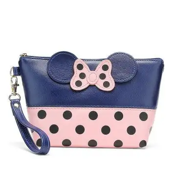 Disney nauja Mickey bowknot polka dot PU kosmetikos saugojimo krepšys kūdikio merginos monetų krepšys ponios rankinėje