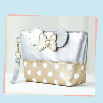 Disney nauja Mickey bowknot polka dot PU kosmetikos saugojimo krepšys kūdikio merginos monetų krepšys ponios rankinėje