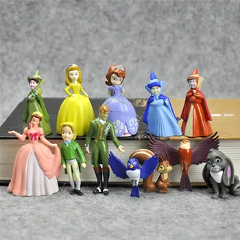 Disney Nauja Sofija Pirmą 12pcs/daug 3-6.5 cm Princesė Sofija PVC Veiksmų Skaičius, Lėlės, Žaislai Vaikams, Naujų Metų Geriausių Dovanų