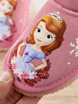 Disney odos vaikų sniego batai žiemą 2020 naujas trumpas batai animacinių filmų užšaldyti merginos batai plius aksomo princesė medvilnės batai