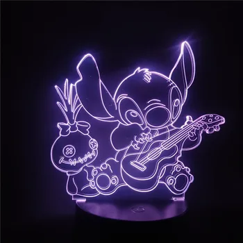 Disney Pav Lilo & Stitch Animacinių filmų Naktį LED Šviesos Vaikų Miegamasis Apdailos Vaizdo LED 3d Šviesos Stalo Lempa Kalėdos Dovanas
