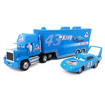 Disney Pixar Automobilių Mack Dėdė Žaibas McQueen Karalius Francesco Jauniklį Hicks Hudson Truck & Car Set 1:55 Diecast Modelis Žaislas Automobilis Dovana