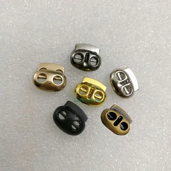 DIY50pcs/daug ovalo formos metalo lydinio kamščiai perjungti laido spynos Raišteliu dviejų hole nickle/Juoda/aukso/bronzos/matt emalio for4mm bungee