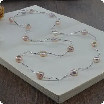 Dizainas 90cm 10x12mm natūralių perlų mix spalva baroko ilgas megztinis grandinės karoliai bižuterijos #1