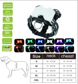 Dogled panaudoti Naminių gyvūnų Produktų dėl Didelės 7 in 1 spalva Šuns Pakinktai Žėrintis USB Led Antkaklis Šuniukui Švino Augintiniai Vest Šunį Veda