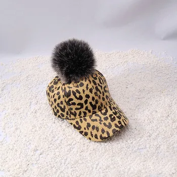 Doit 3 iki 8 metų amžiaus Vaikų Hip-Hop Vaikų Beisbolo kepuraitę pavasario leopard pūkų kamuoliuką vaikams Žiemos Skrybėlę Berniukų, Mergaičių snapback Kepurės