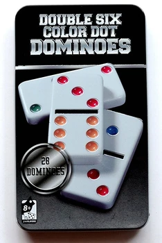 Dominó doble 6 de colores 28 fichas + Caja metalo Domino
